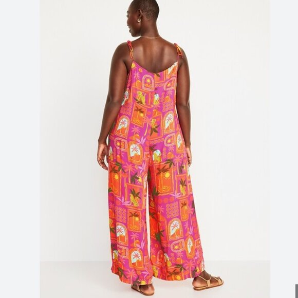 ⭐️ Sleeveless Wide-Leg Cat Jaguar Sun Beach Vaca Boho Bohemian Hipster Jumpsuit - Picture 1 of 10